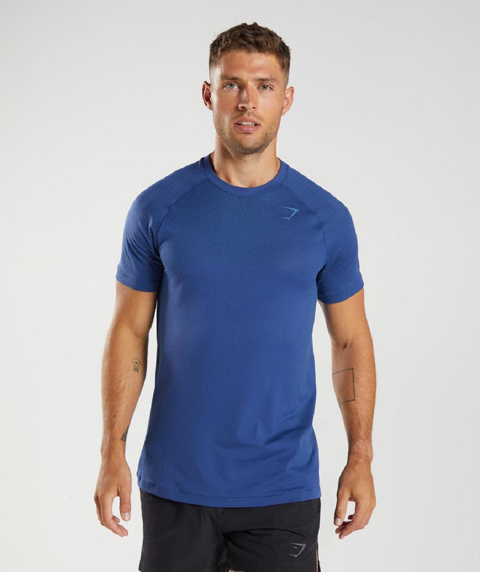 T Shirts Gymshark Apex Seamless Hombre Azules Azules | CO 3323WNB